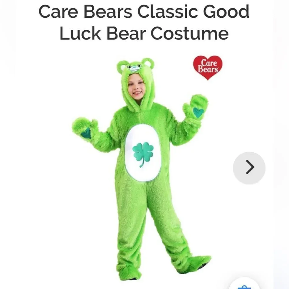 Care Bears Classic Good Luck Bear Child XL Costume Long pile fur clover